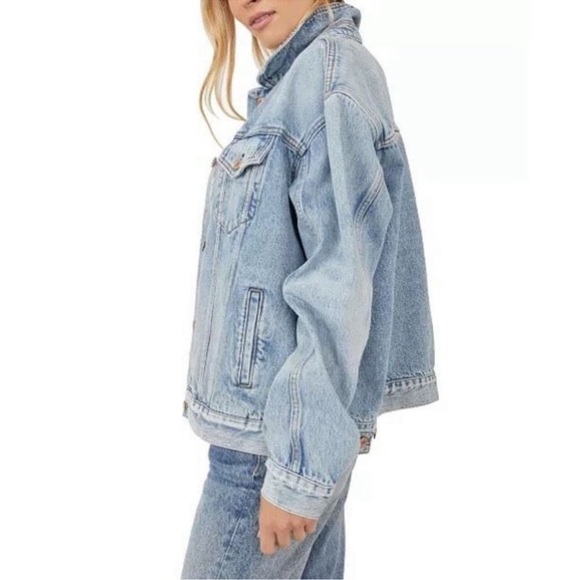 Free People Jolene Trucker Jean Jacket XL - Picture 4 of 5